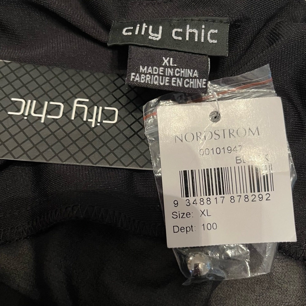 Nordstrom City Chic Black and silver layered Peplum Glitter Blouse, XL - Picture 9 of 14